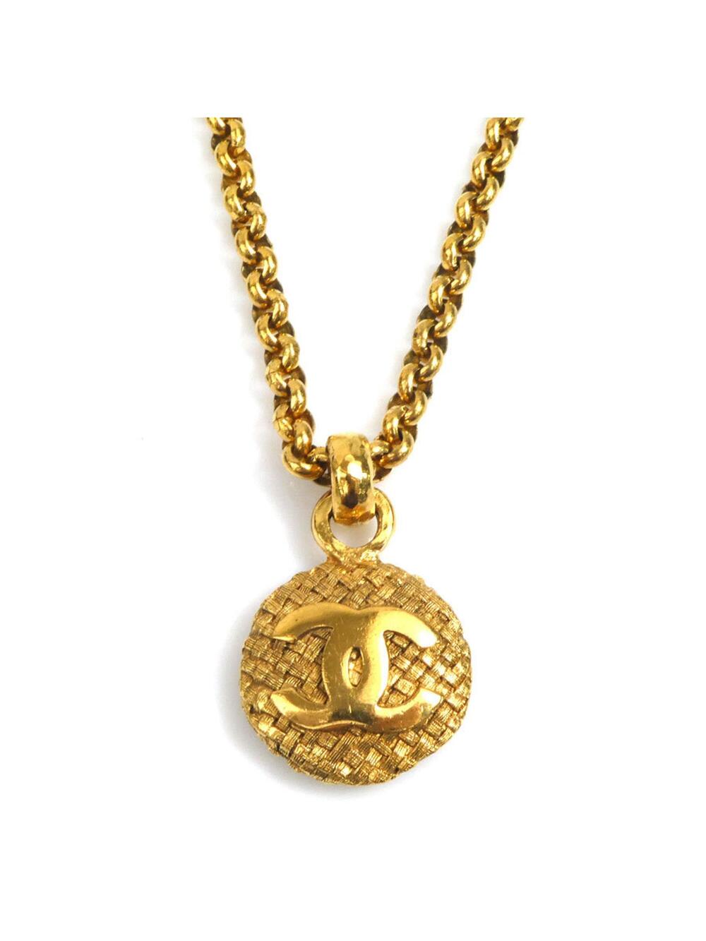 Chanel Cc Logo Pendant Necklace Gold- #346626C91B
